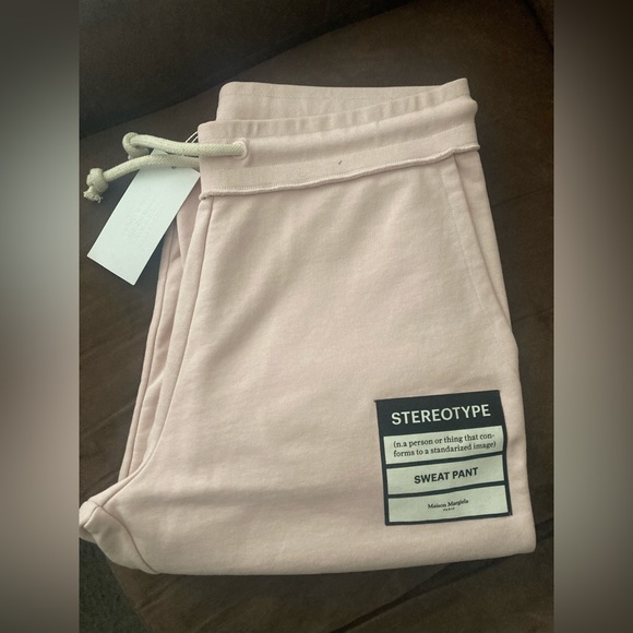 NWT Mens Maison Margiela Stereotype Organic Cotton Sweatpants Size 52 Peony Pink - Picture 11 of 13